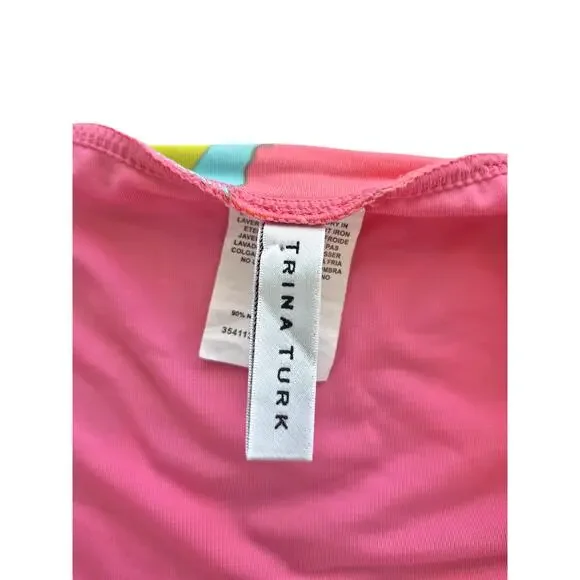 Trina Turk Womens Long Sleeve Sz M Swimsuit Paddle Suit Rashguard Playa Del Flor - Picture 6 of 9